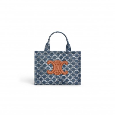 CELINE SMALL CABAS THAIS DENIM 199162FRG.05DS (25.5*18.5*12cm)